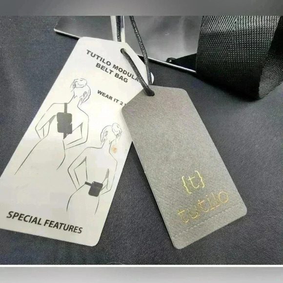 Tutilo New York crossbody adjustable belt bag, black bag, NWT, 2 big pockets - Picture 10 of 10